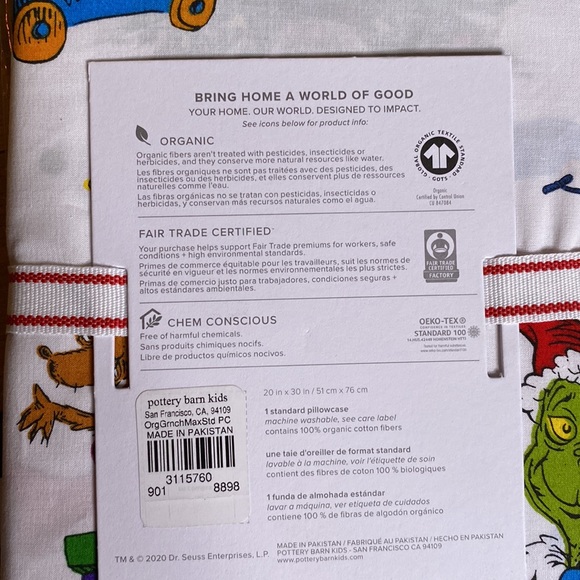 Pottery Barn Kids Dr. Seuss’s The Grinch & Max Organic Standard Pillowcase 🎄🎁 - Picture 10 of 16